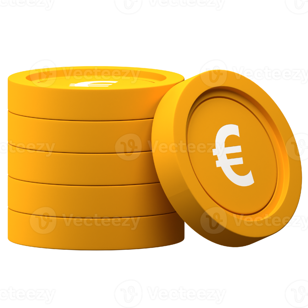 Euro Coin Stack 3d Icon for Finance or Business Illustration png