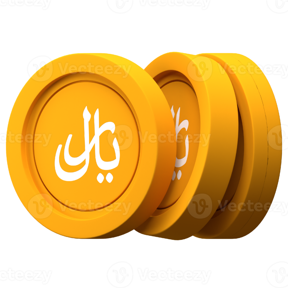 Riyal Coin Stack 3d Icon for Finance or Business Illustration png