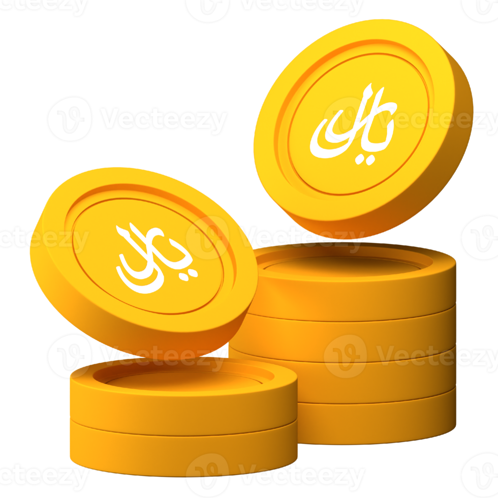 Riyal Coin Stack 3d Icon for Finance or Business Illustration png