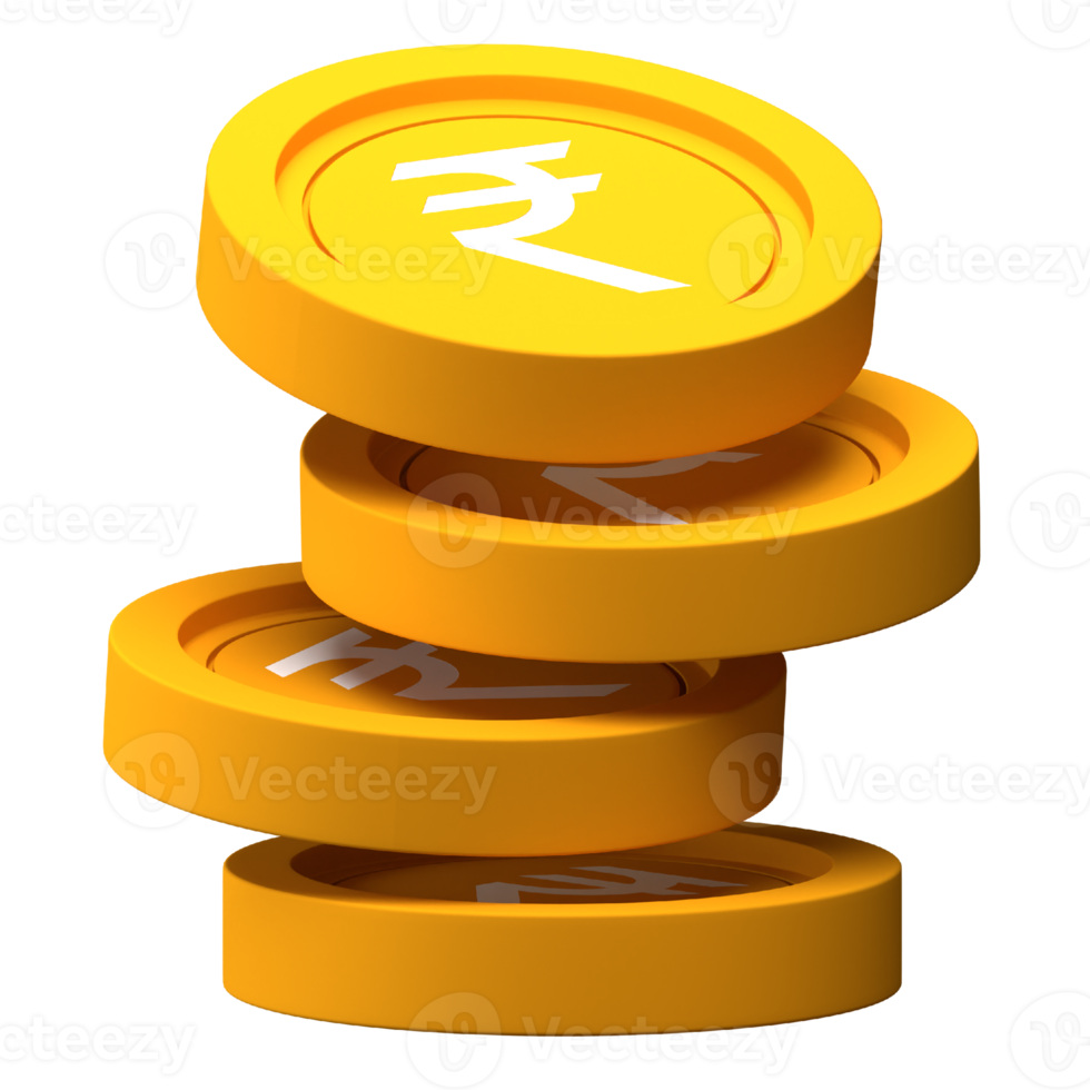 Rupee Coin Stack 3d Icon for Finance or Business Illustration png