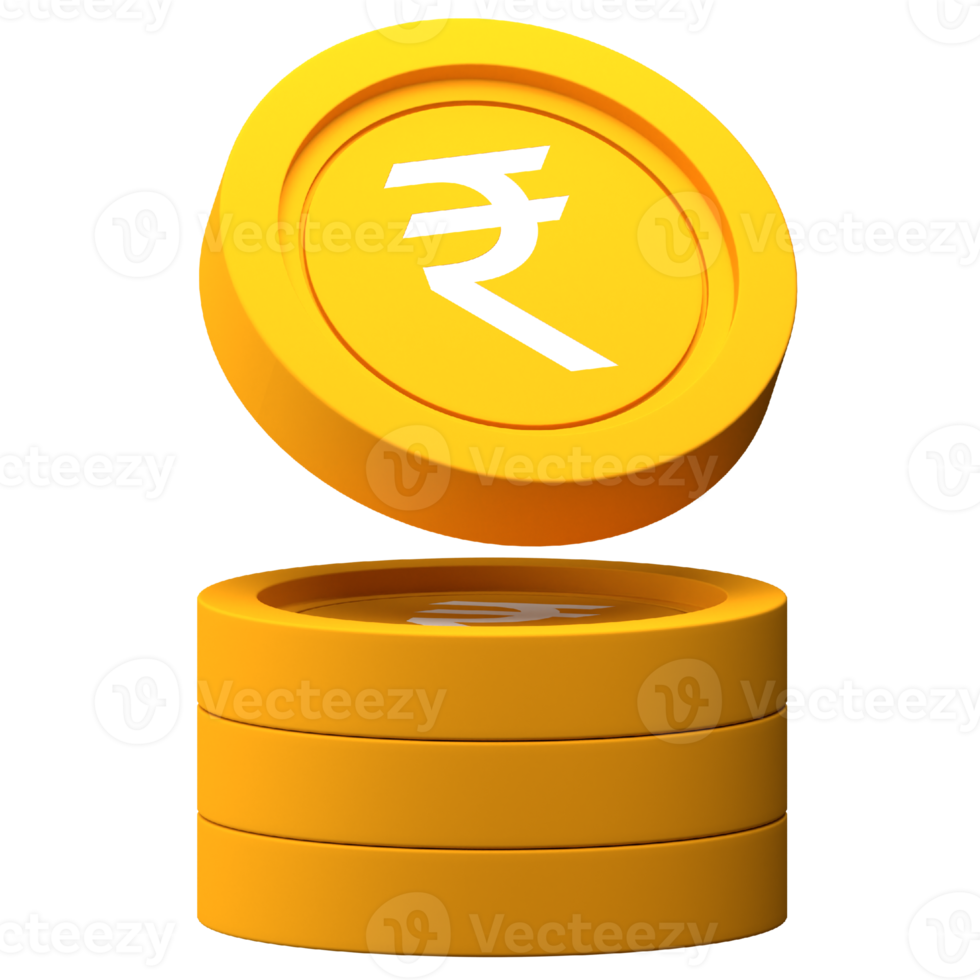 Rupee Coin Stack 3d Icon for Finance or Business Illustration png