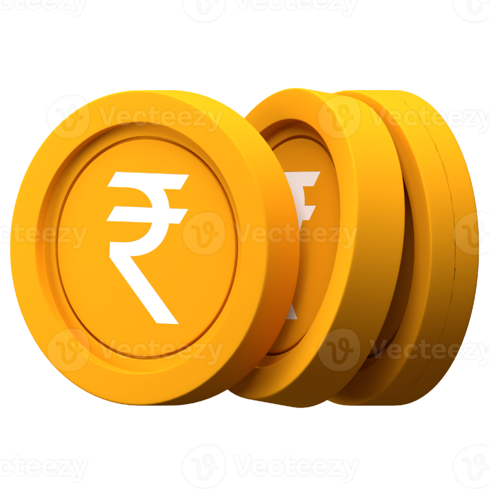rupee mynt stack 3d ikon för finans eller företag illustration png
