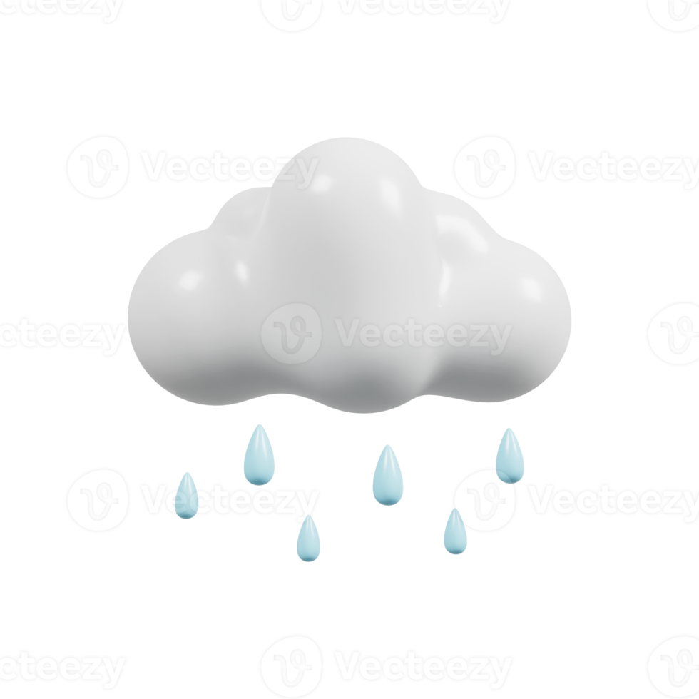 Rainy day icon. Weather forecast. Meteorological sign. 3D render. png