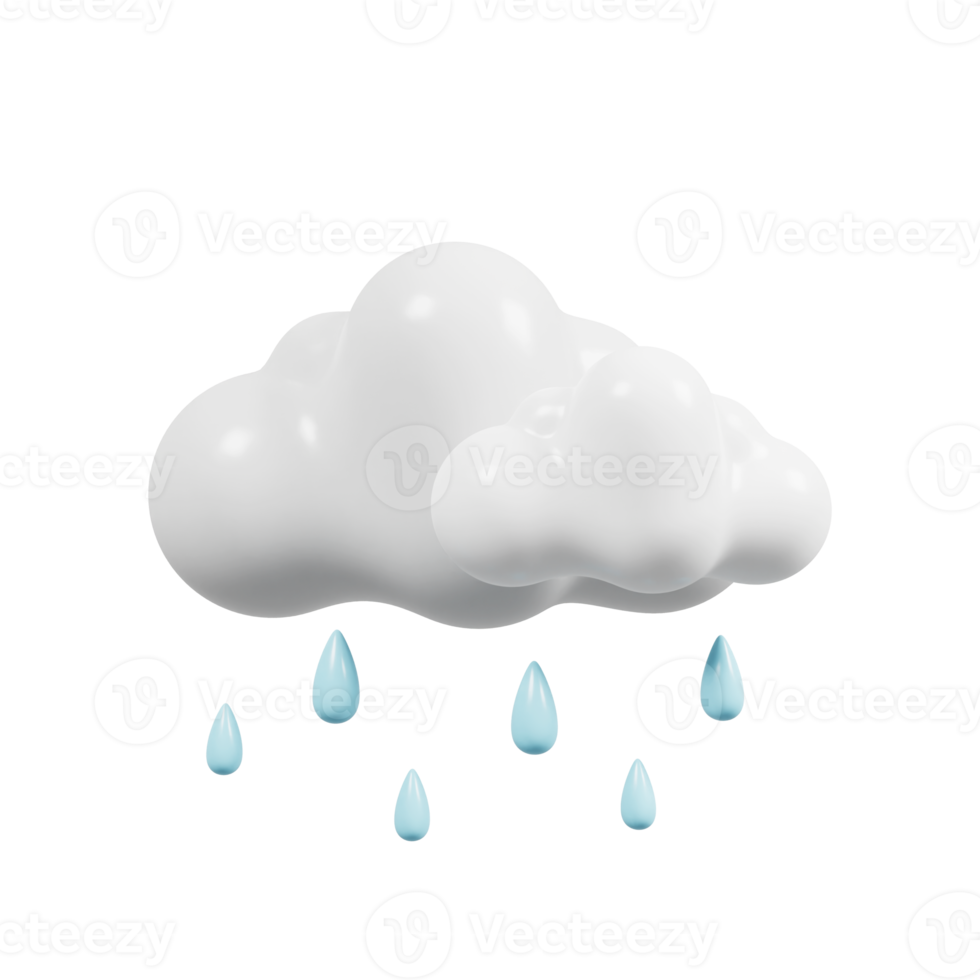 Rainy day icon. Weather forecast. Meteorological sign. 3D render. png