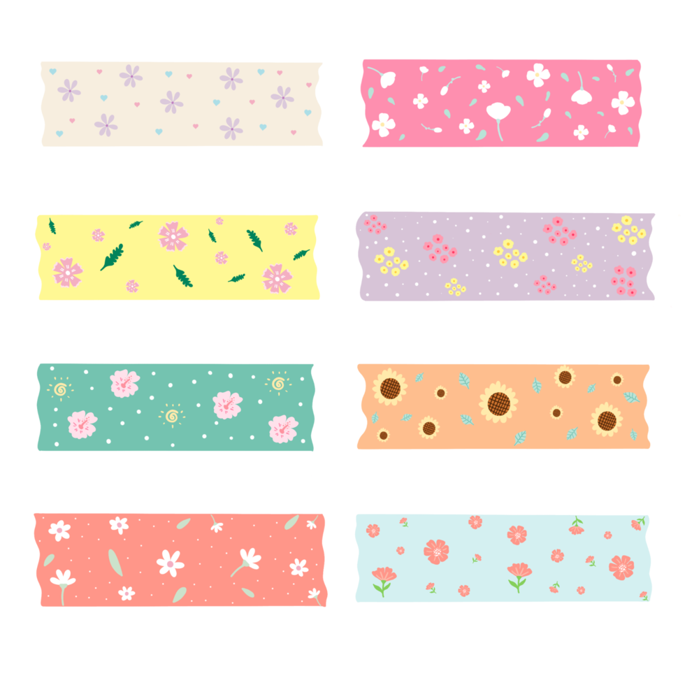 Cute Floral tape set png