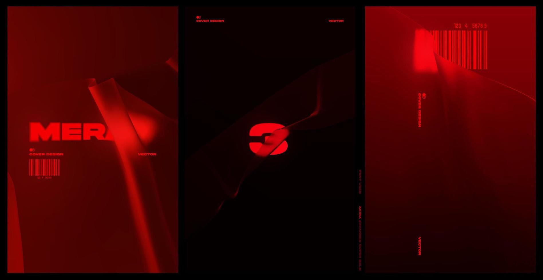 Set of red neon glow futuristic cover, poster design layout template vector