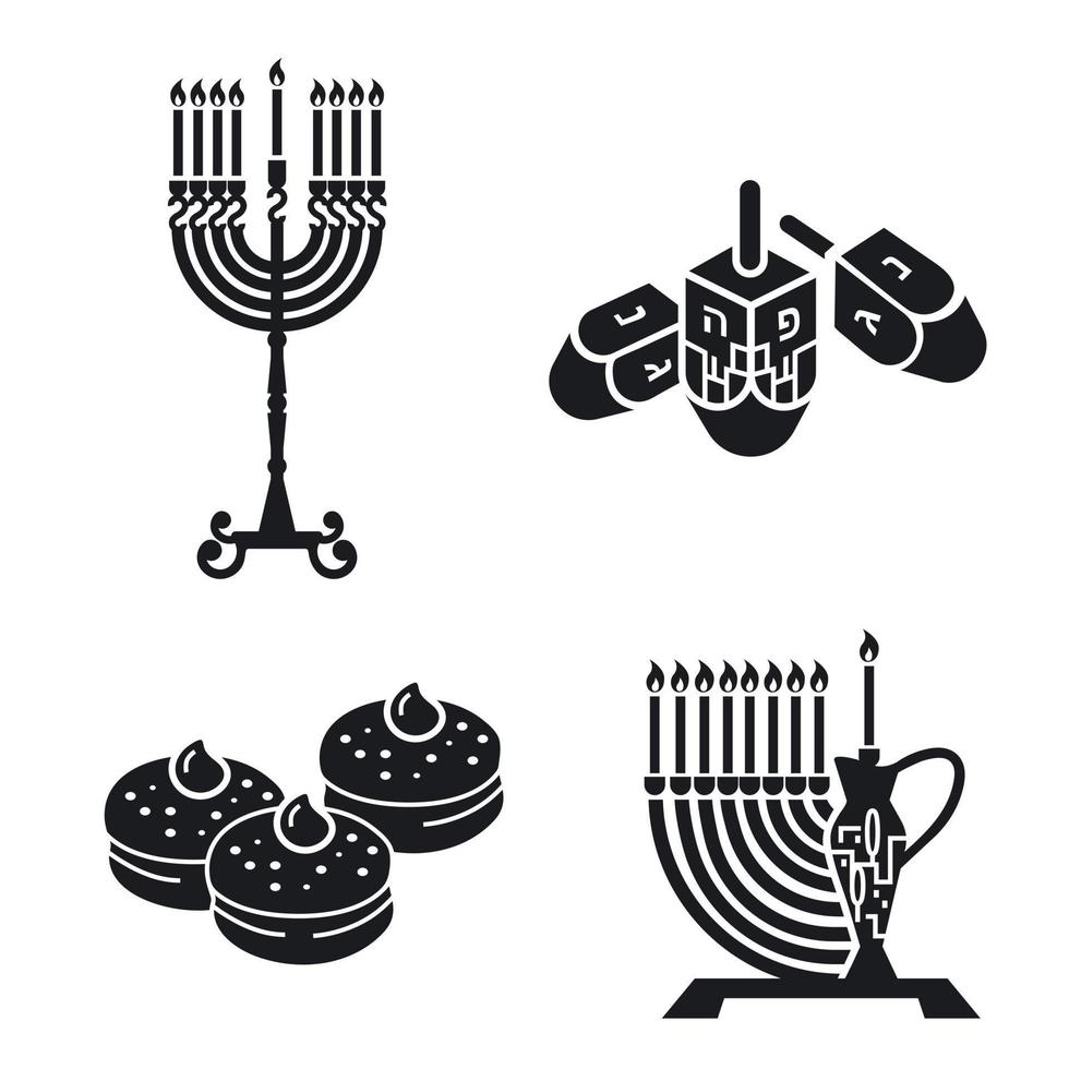 conjunto de iconos de hanukkah, estilo simple vector