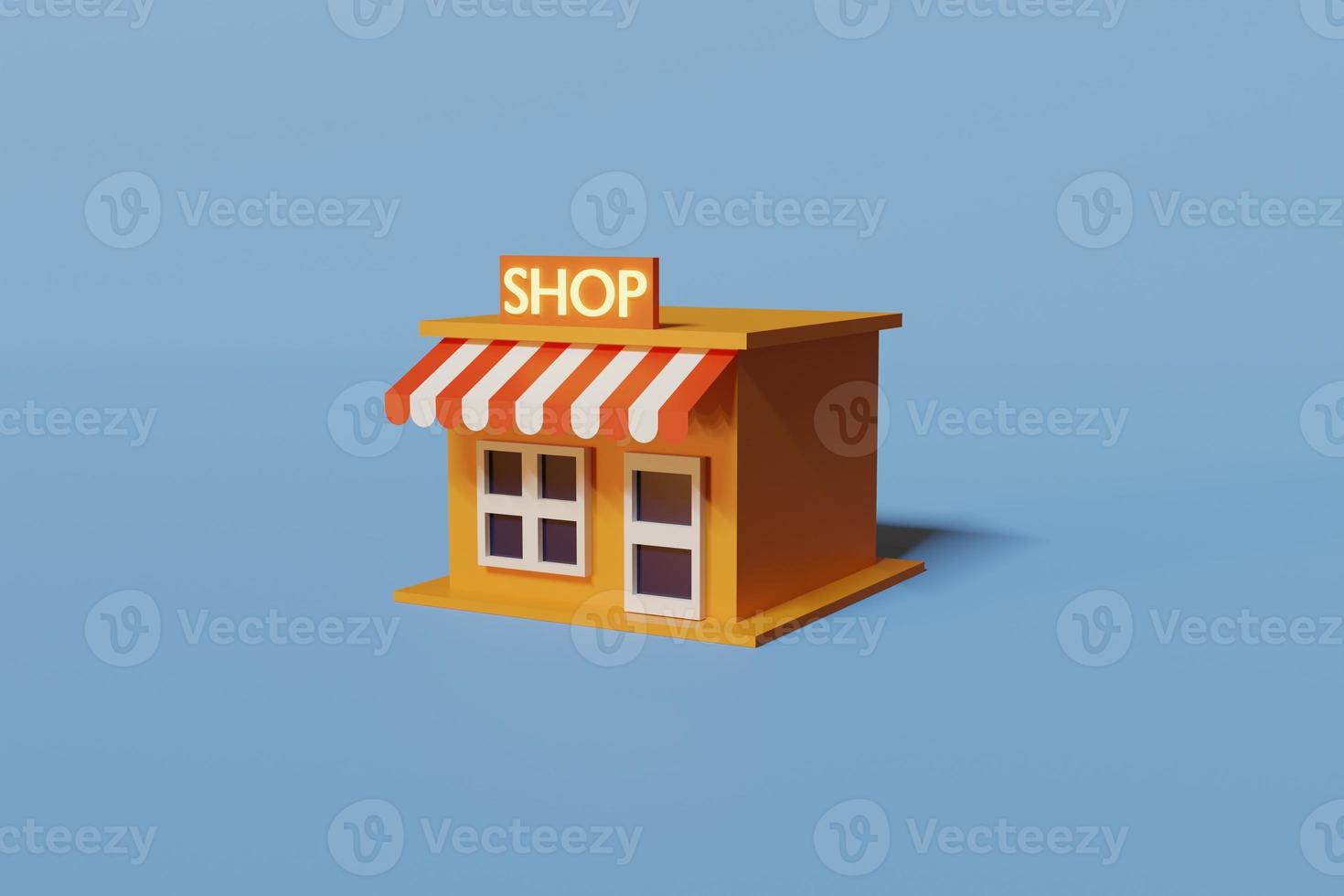 Cute minimalist style shop. and creative 3D render illustration photo