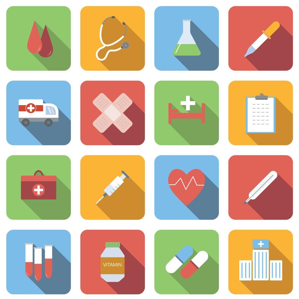 Medicine flat icons set vector