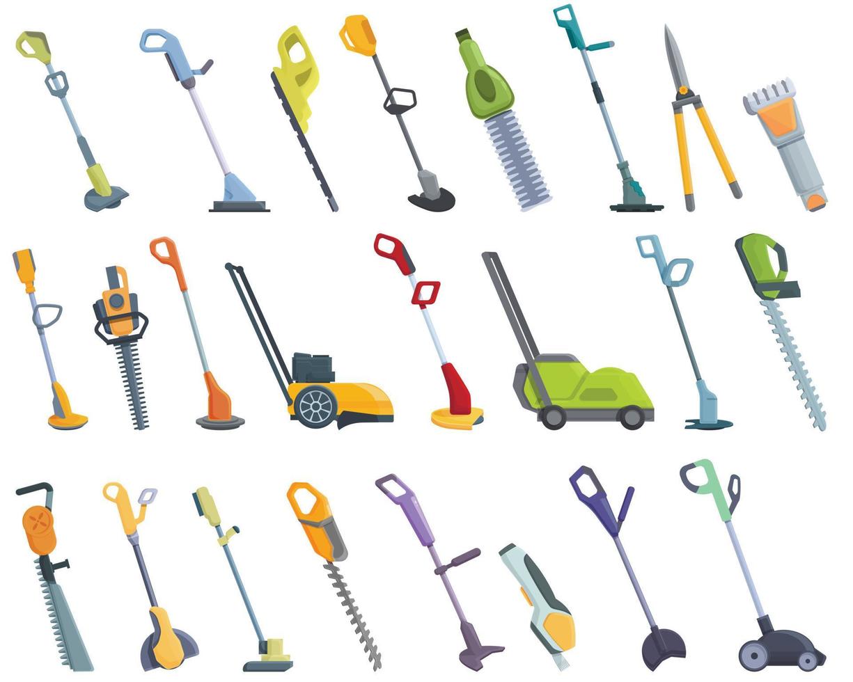 Garden trimmer icons set cartoon vector. Clipper backyard vector