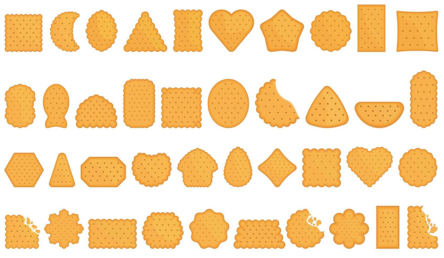 Crackers icons set cartoon vector. Round cookie vector