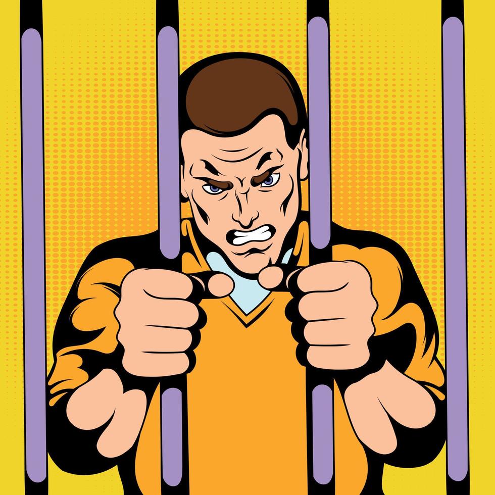 Prisoner at the jail vector