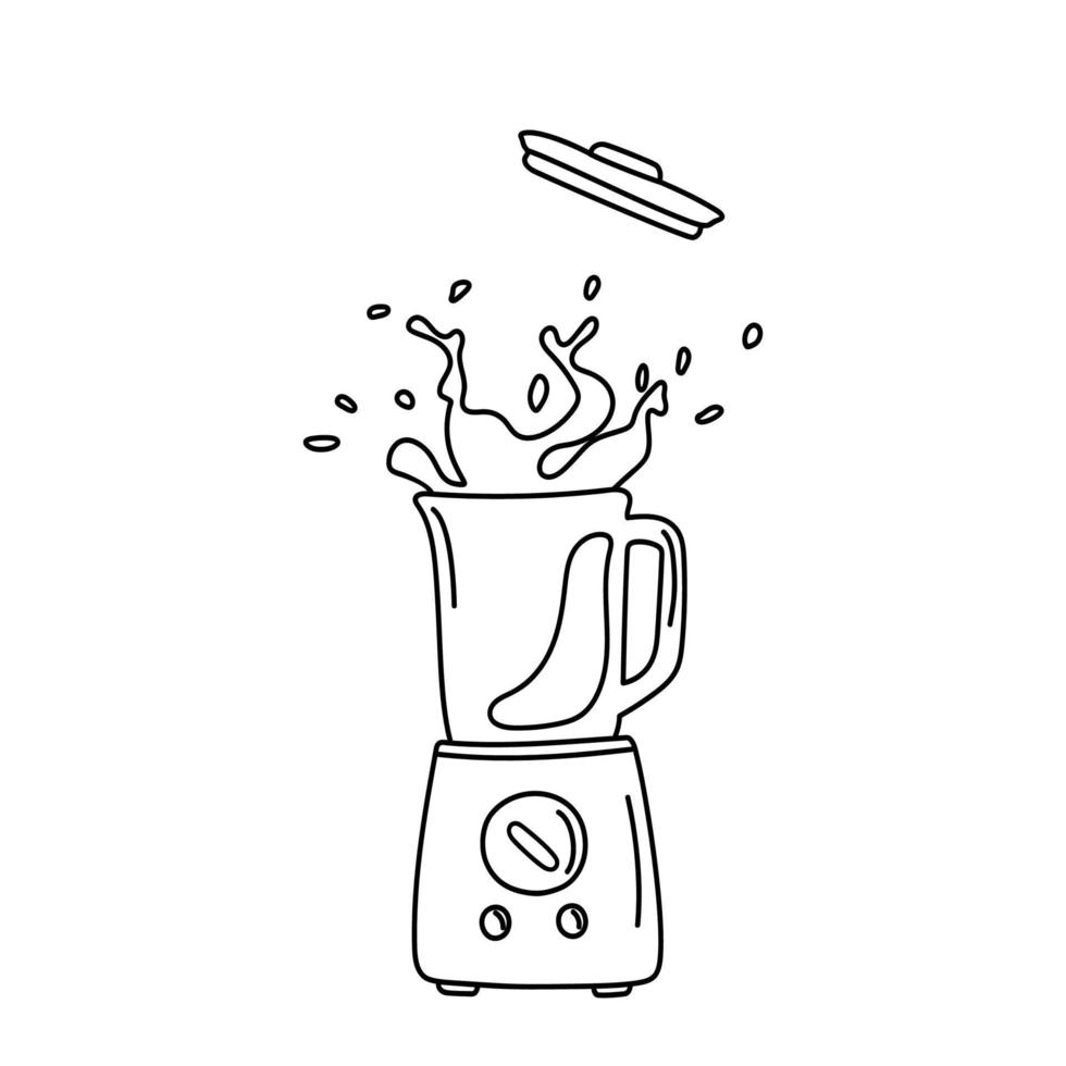 Blender with smoothie in the doodle style. vector