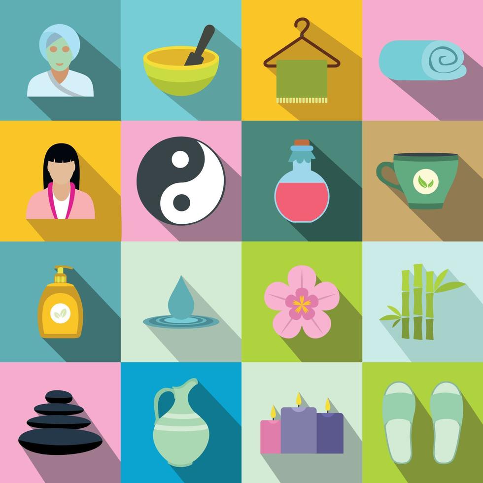 conjunto de iconos planos de spa vector