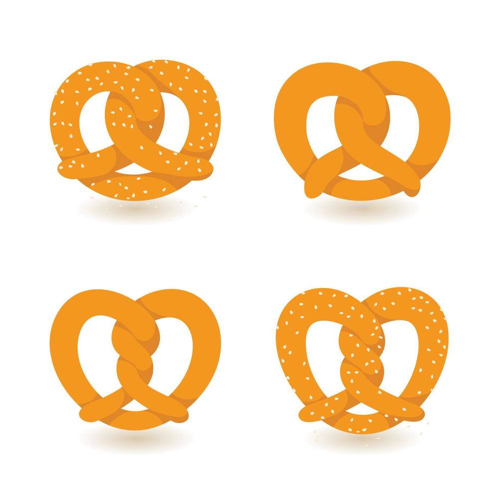 Pretzel icon set, flat style vector