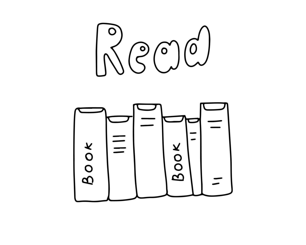 a stack of doodle-style books. The icon of books in a simple style vector