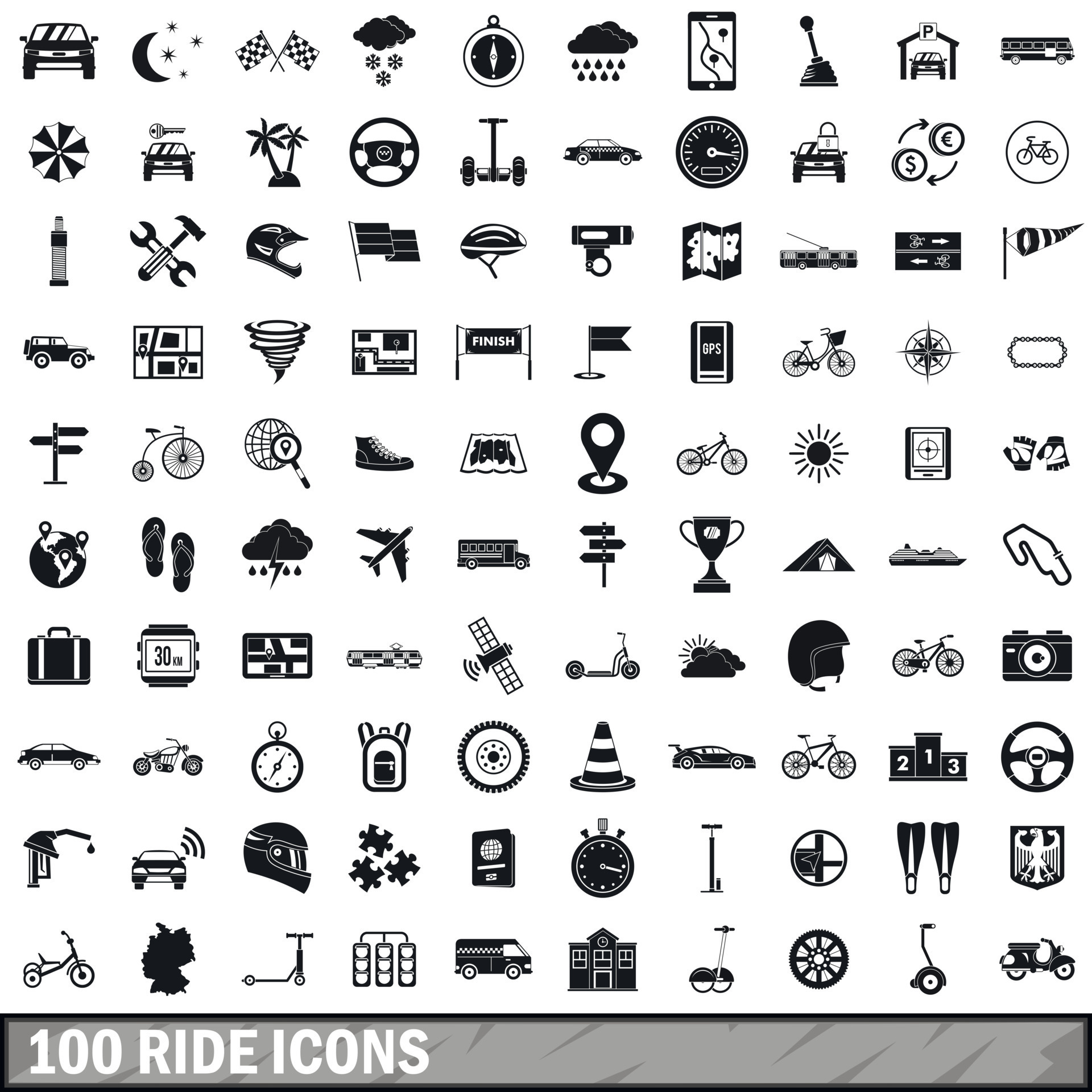 100 ride icons set, simple style 8855952 Vector Art at Vecteezy