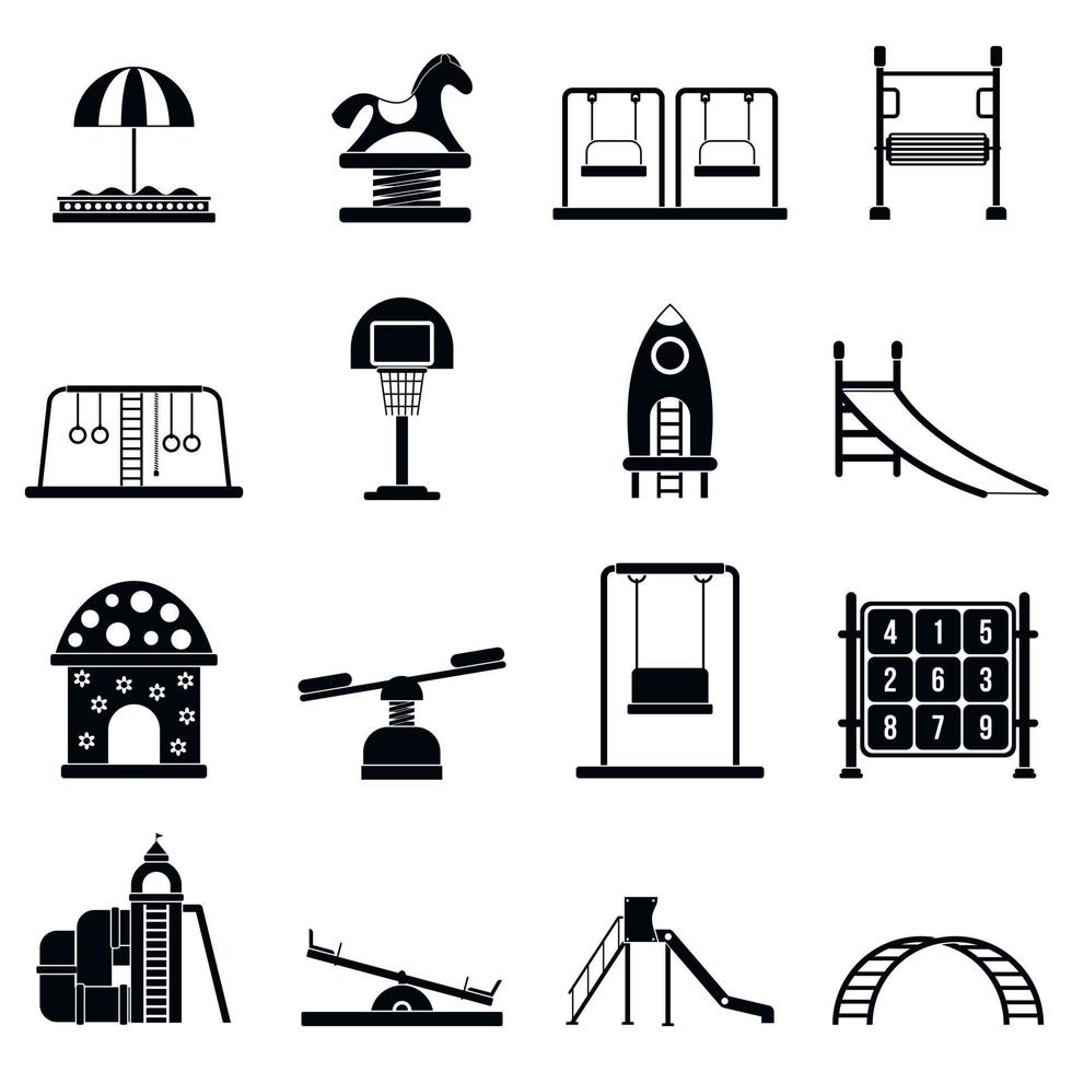 Playground black simple icons set vector