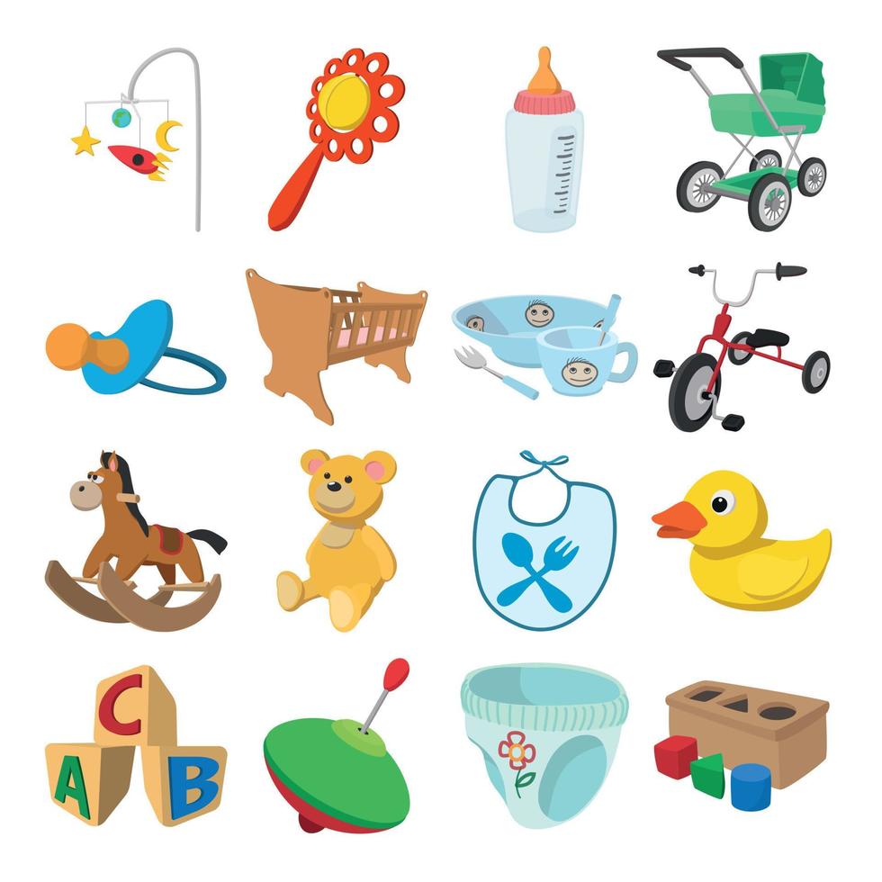 Baby cartoon icons set vector