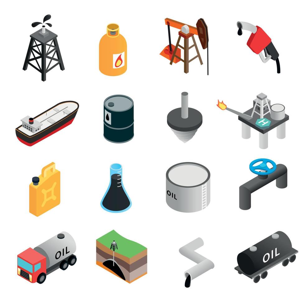 Oil industry isometric 3d icons vector