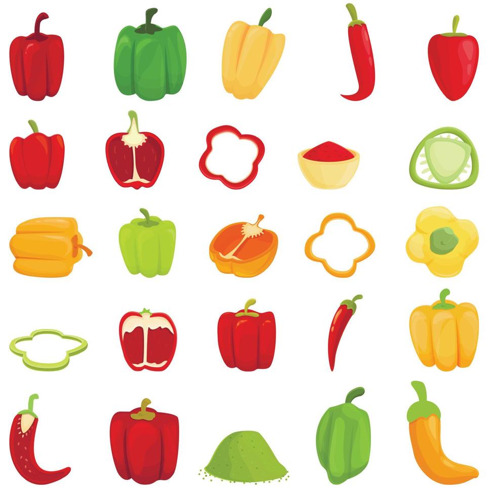 Paprica icons set, cartoon style vector