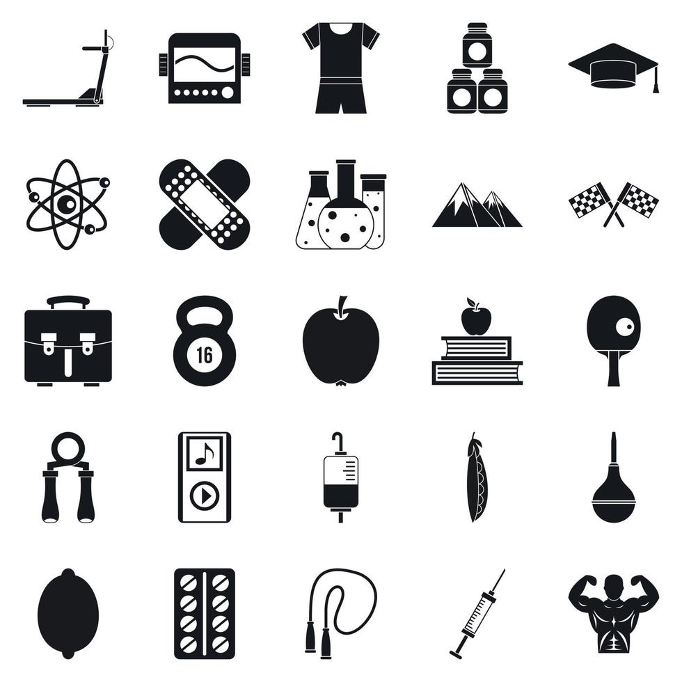 Well person icons set, simple style vector