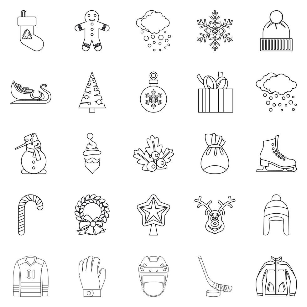 Stuff icons set, outline style vector