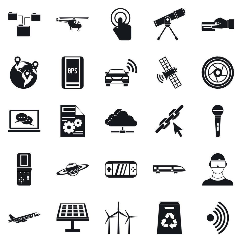 Wireless technology icons set, simple style vector
