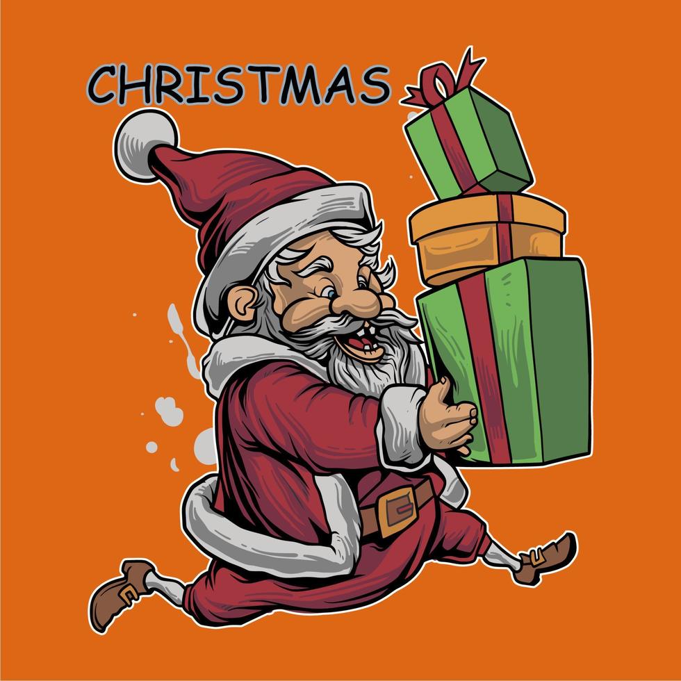 santa claus sharing gifts for children vector