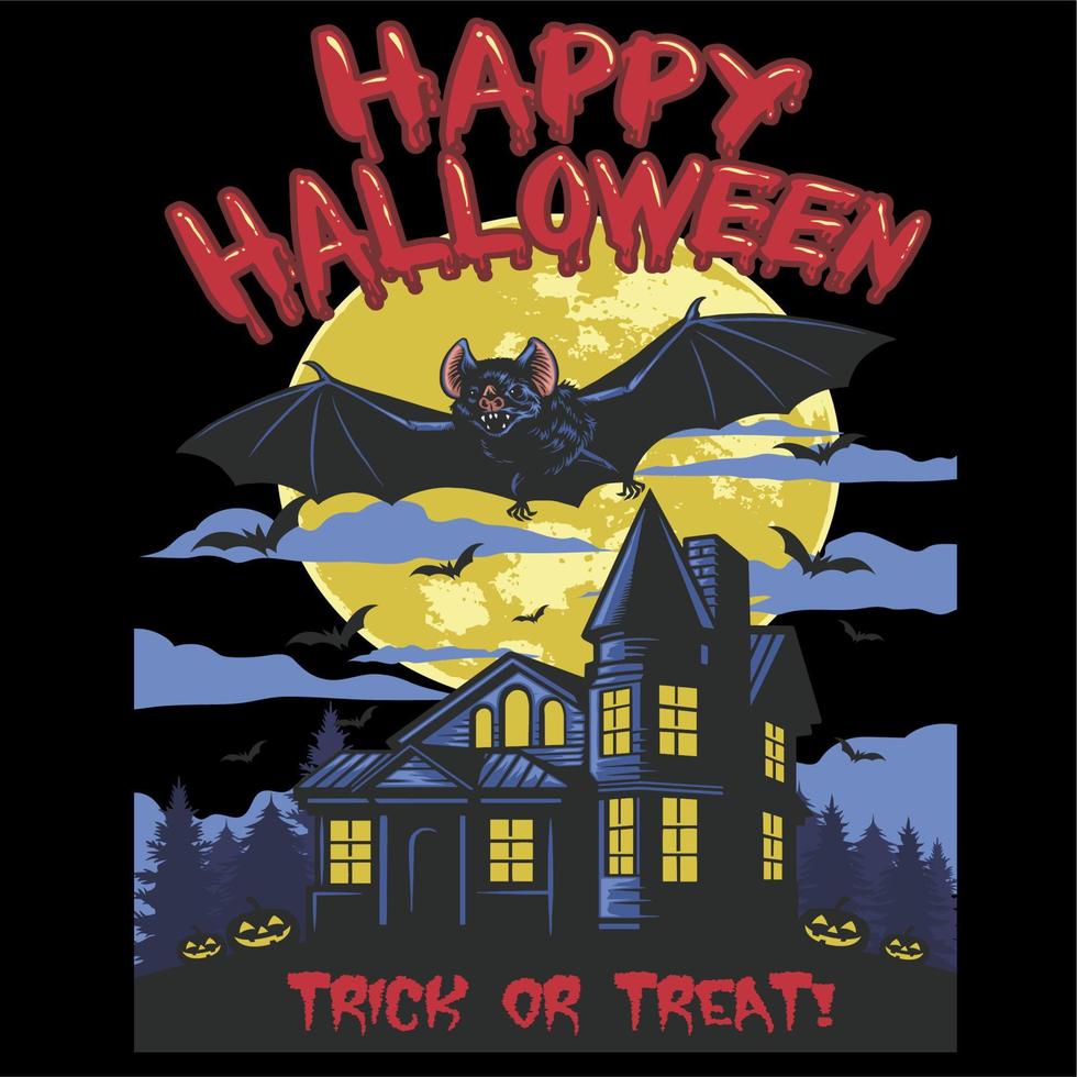 bat house on halloween vector