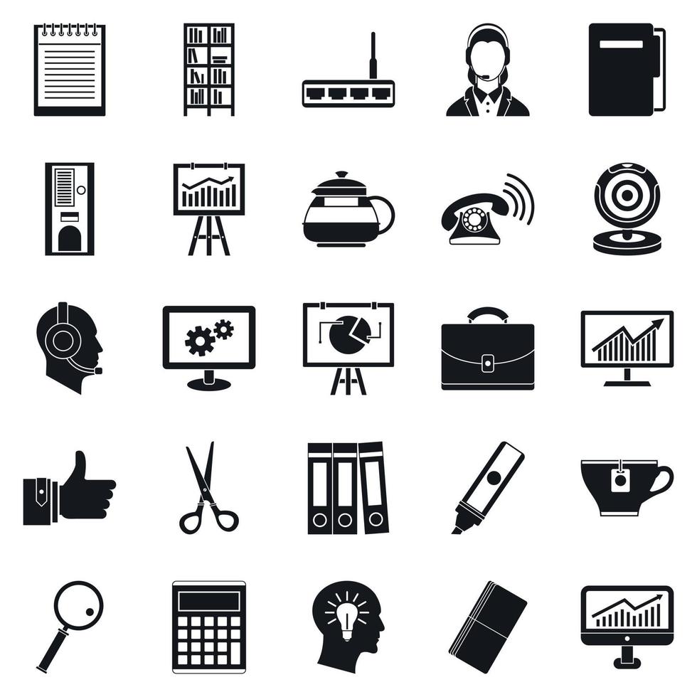 Business support icons set, simple style vector