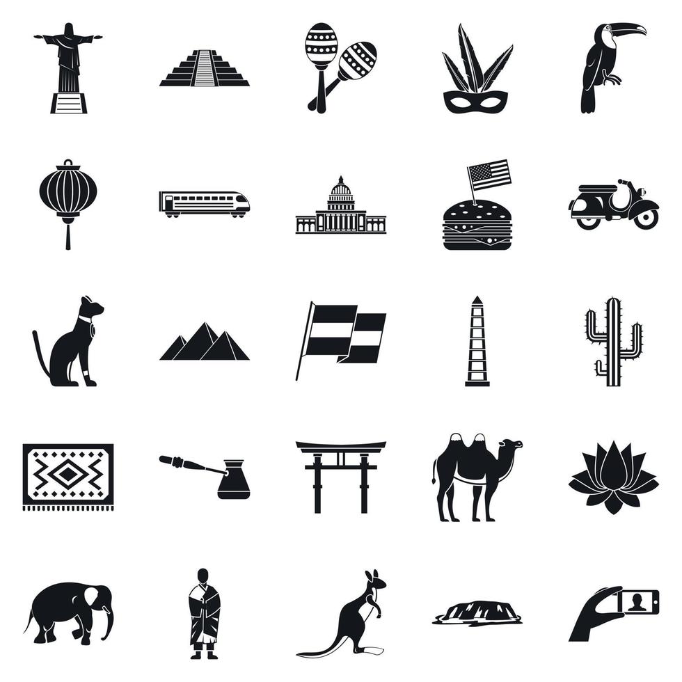 Central America icons set, simple style vector