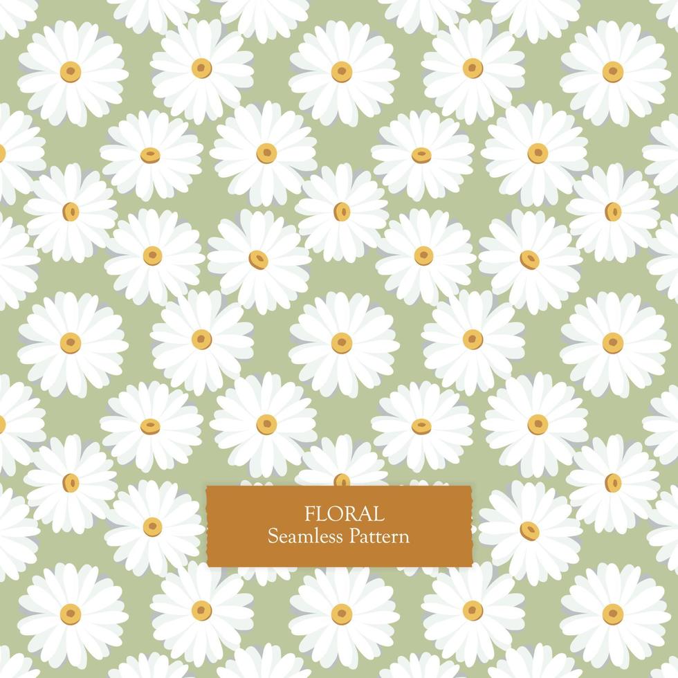 White daisies floral seamless pattern. Pastel color simple design. Fabric style print and cards gift. Flower background decoration vector