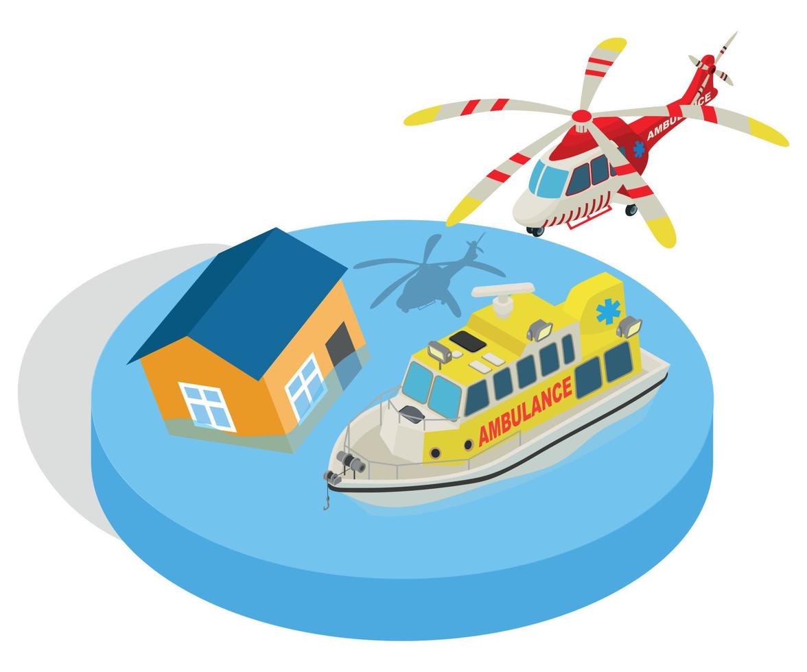 Evacuation concept banner, isometric style vector