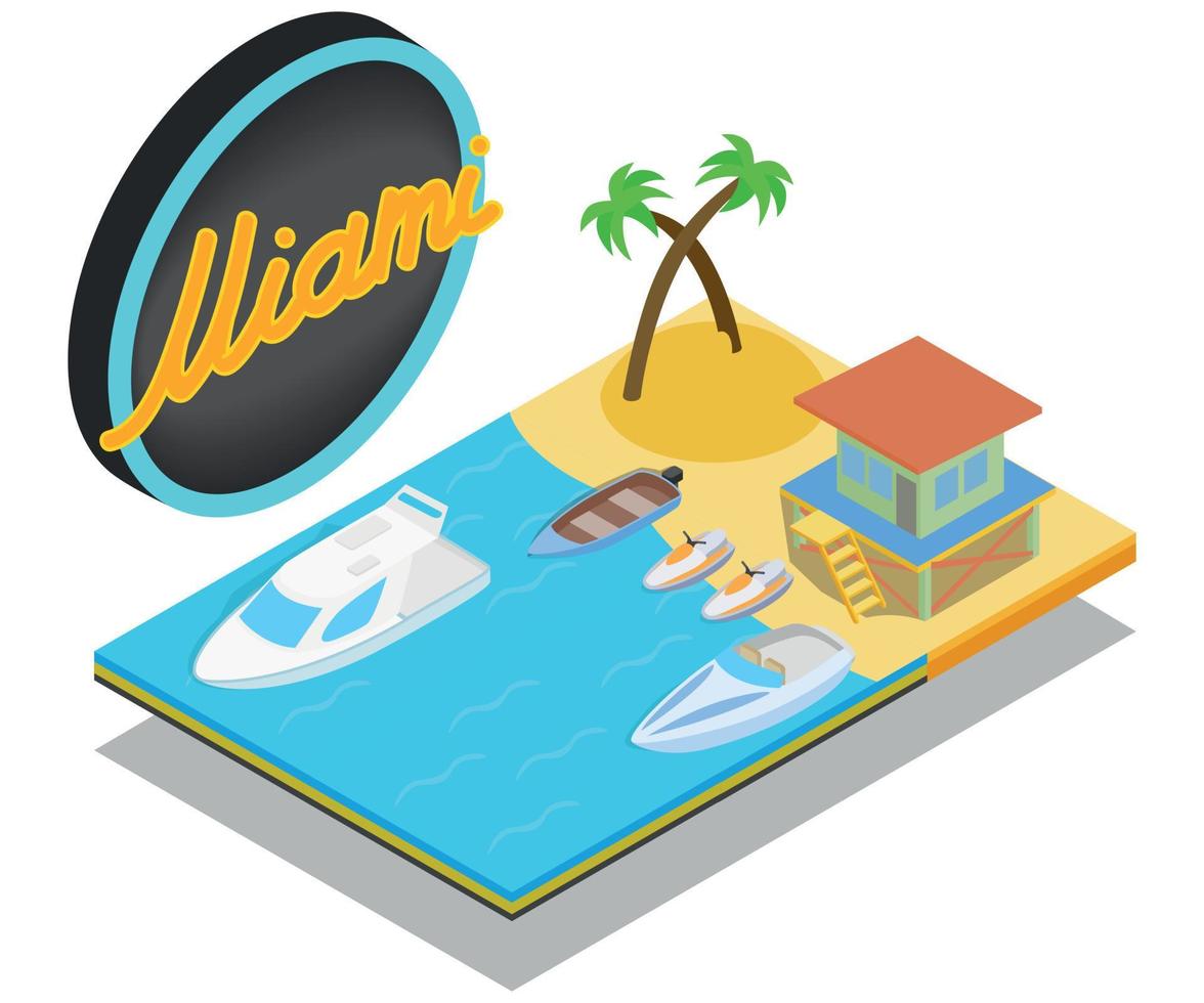 Coast miami concept banner, isometric style vector