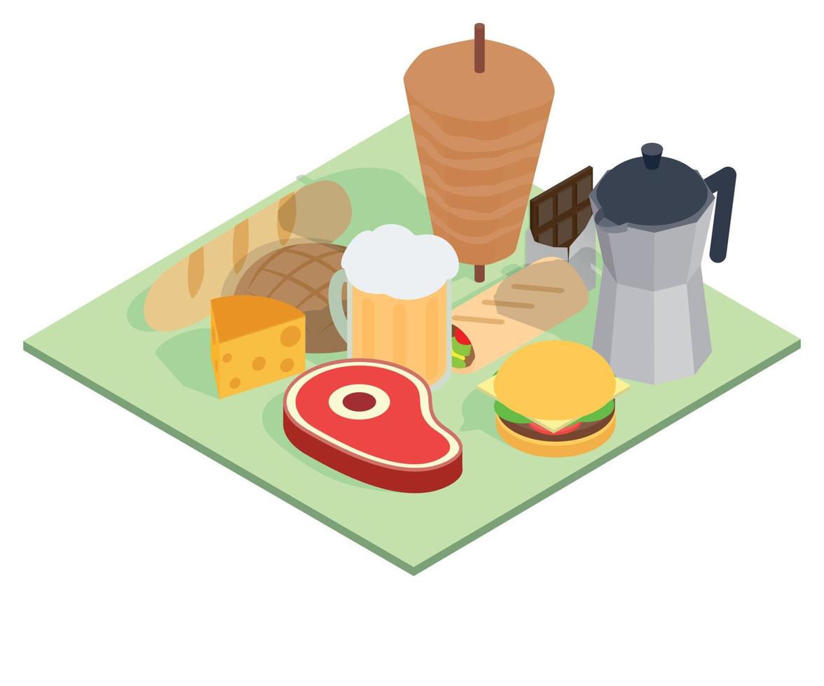 Men breakfast concept banner, isometric style vector