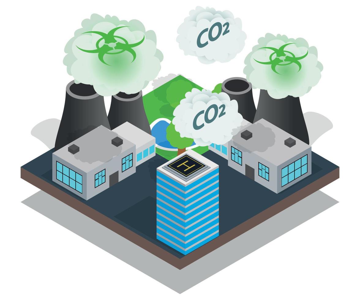 Pollution concept banner, isometric style vector