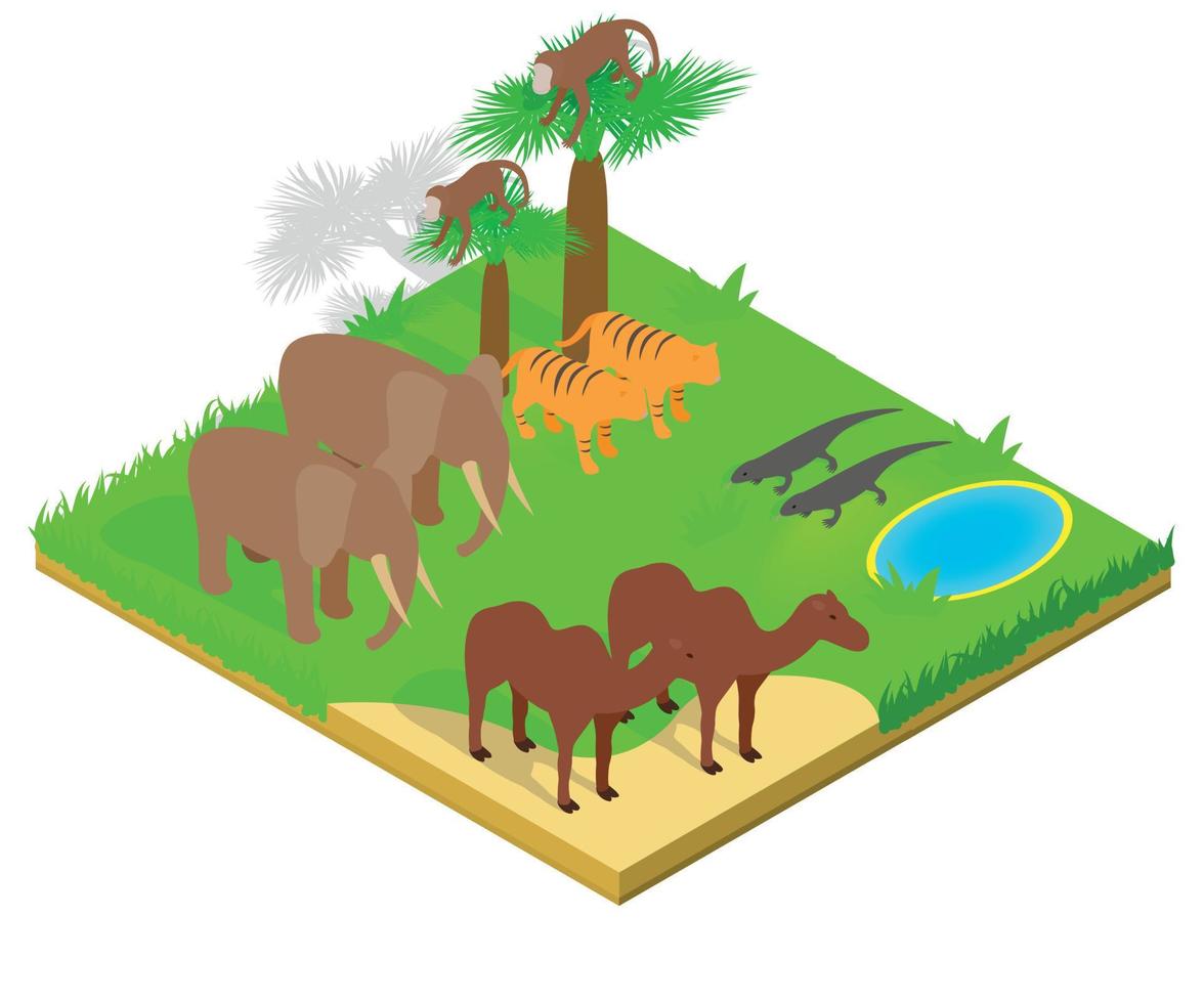 Creature concept banner, isometric style vector