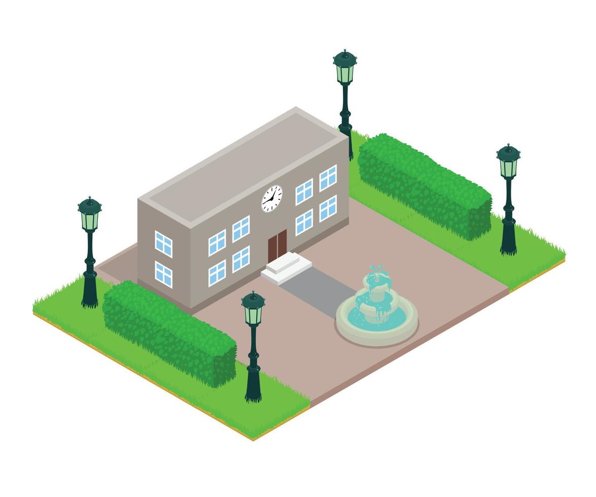 Office building concept banner, isometric style vector