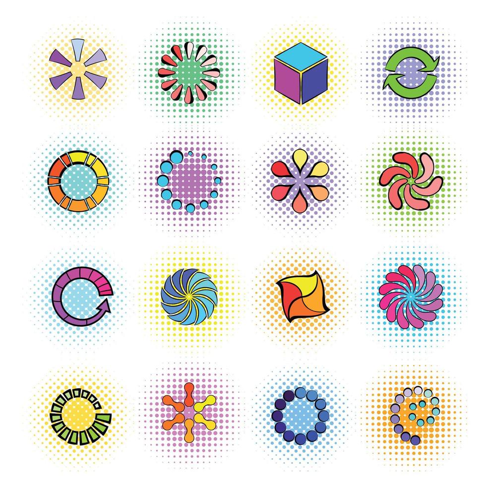 Loading icons in comics style vector