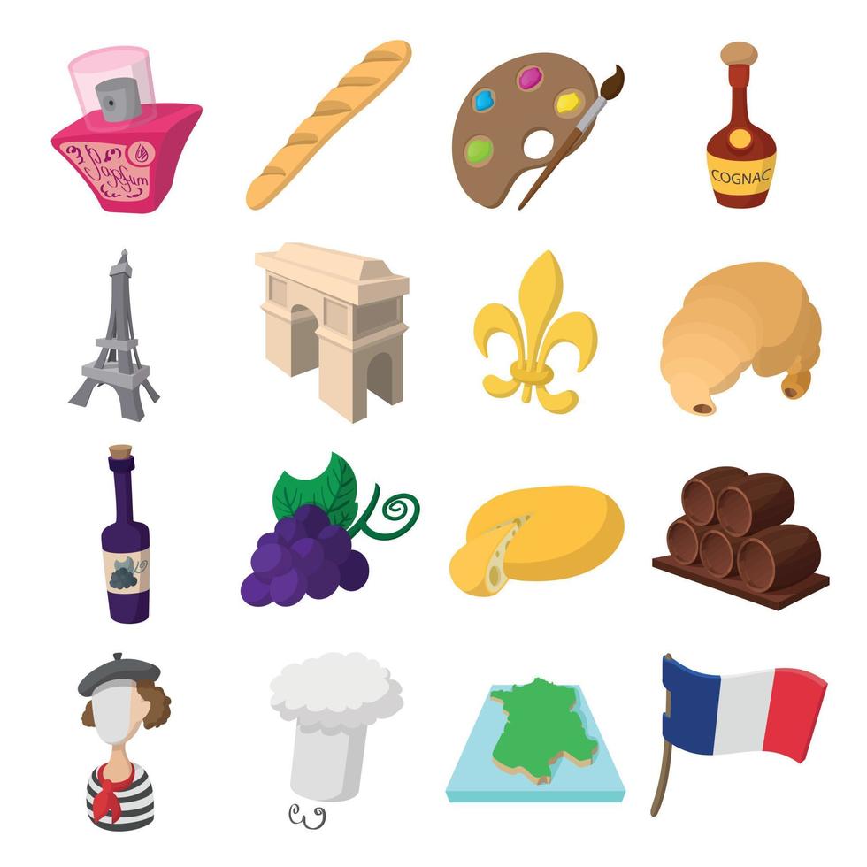 France cartoon icons vector