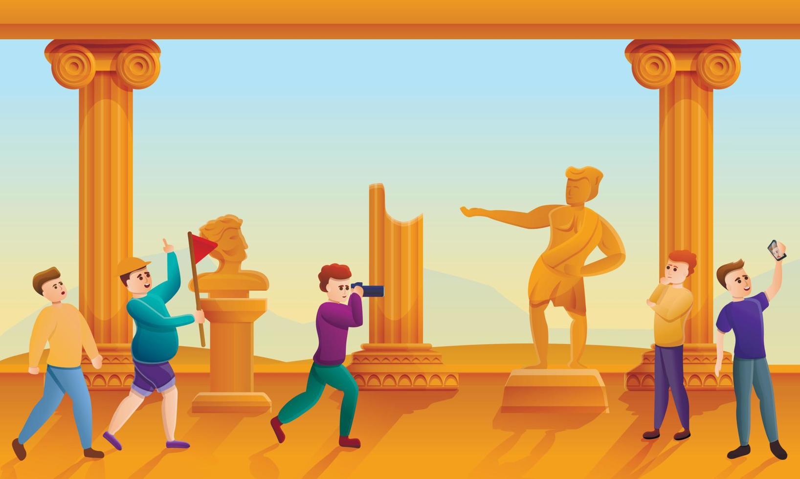 Greek excursion concept banner, cartoon style vector