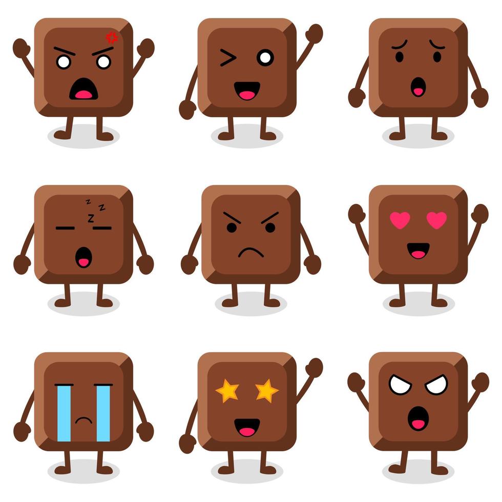Chocolate cartoon character with different emotions. Perfect for sending expressive messages on social media to friends, family and more. vector