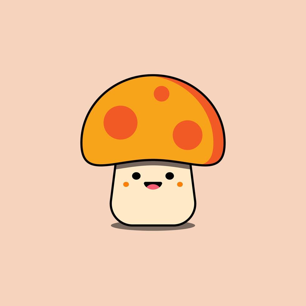 Cute mushroom mascot cartoon character vector