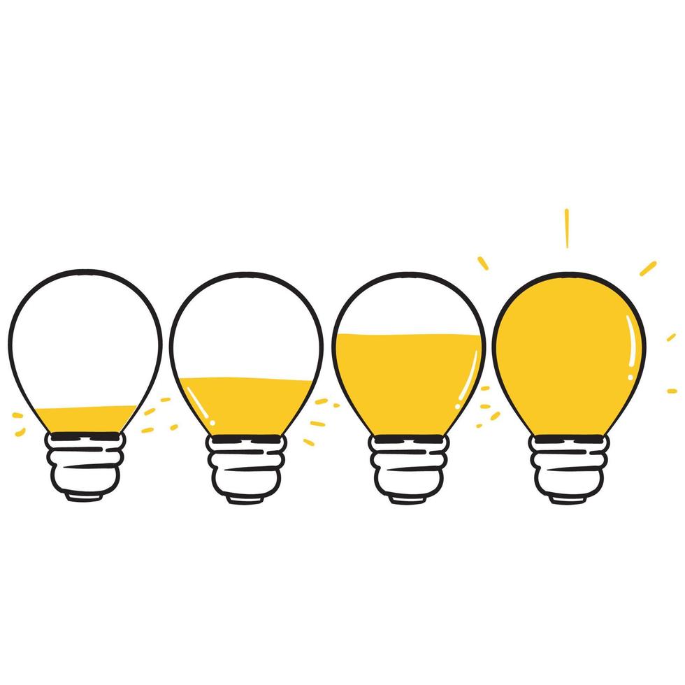 hand drawn doodle bulb light level illustration vector