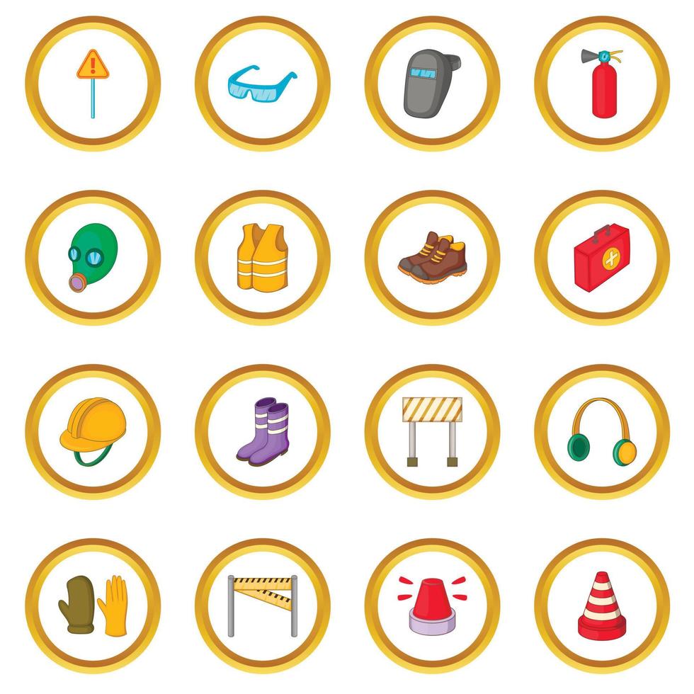Safety work icons circle vector