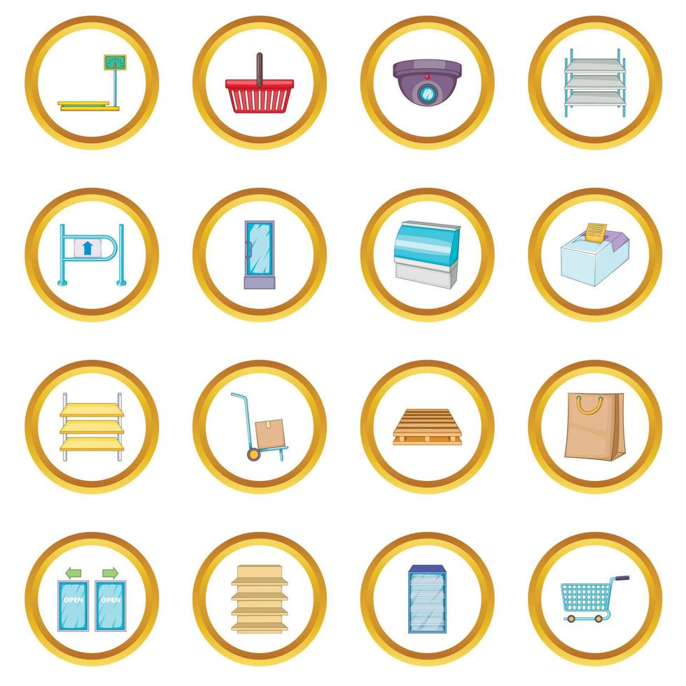 Supermarket icons circle vector