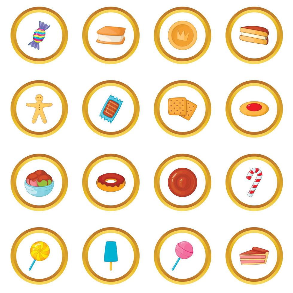 círculo de diferentes iconos de dulces vector