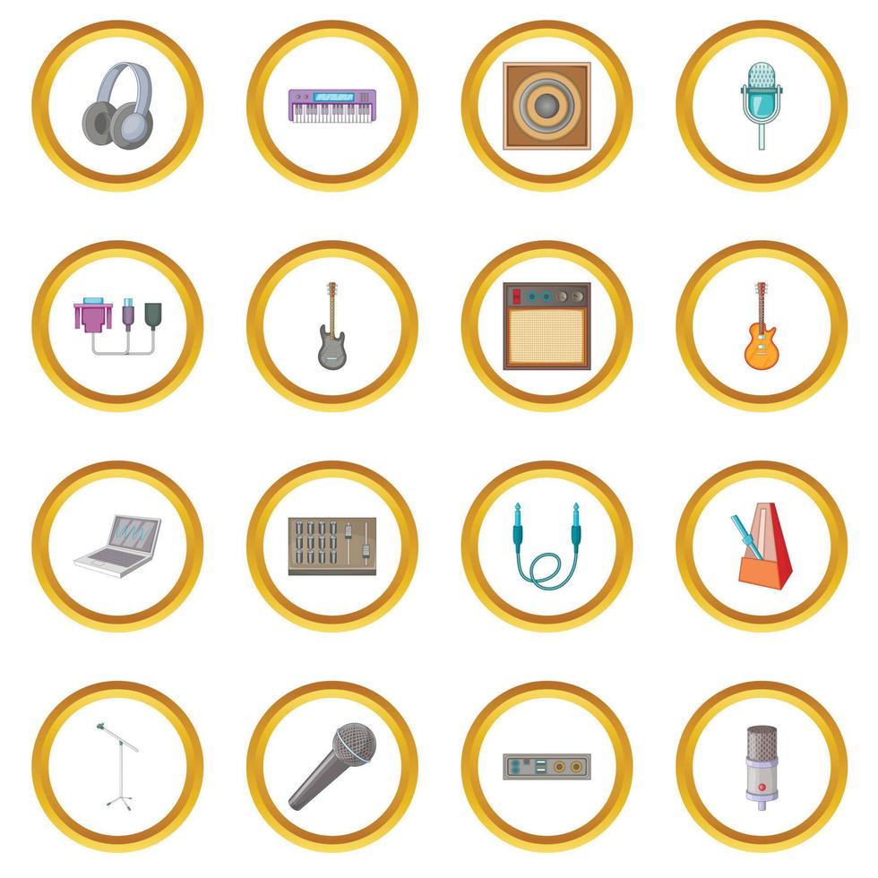 Recording studio icons circle vector