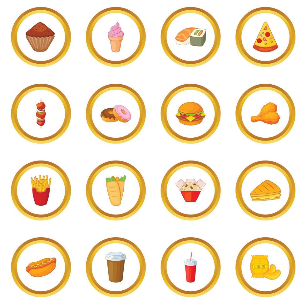 círculo de iconos de comida rápida vector